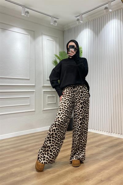 Saten leopar pantolon - Resim 3