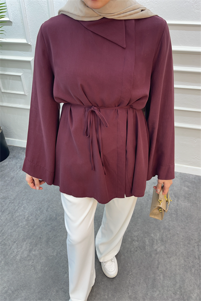 Kimono gömlek bordo - Resim 2