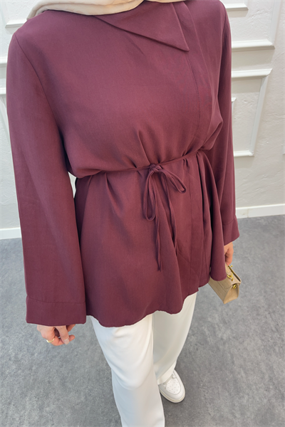 Kimono gömlek bordo - Resim 3