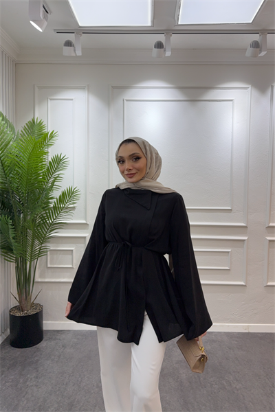 Kimono gömlek siyah - Resim 4