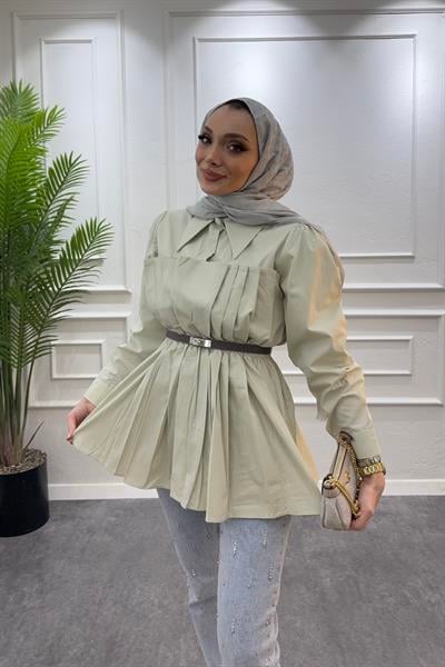 Vera açıkyeşil poplin gömlek