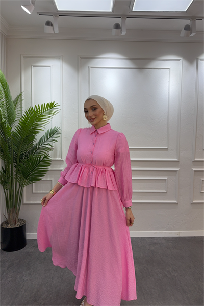 Burumcuk etekli takım pembe - Resim 2