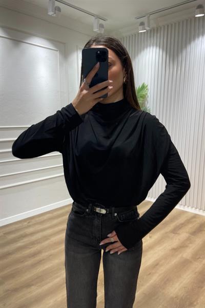 Çift omuz büzgülü crop