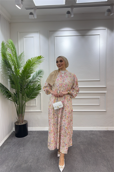 Tozpembe desenli elbise - Resim 2