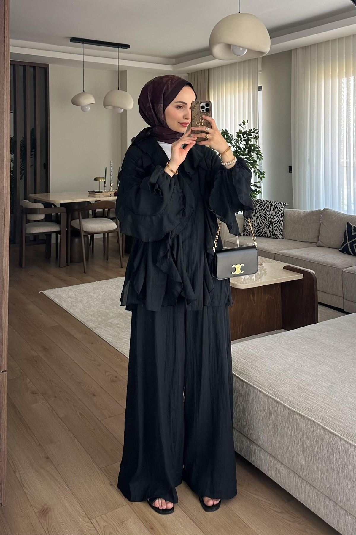 Ella Fırfır Detay Takım - SİYAH - Resim 2