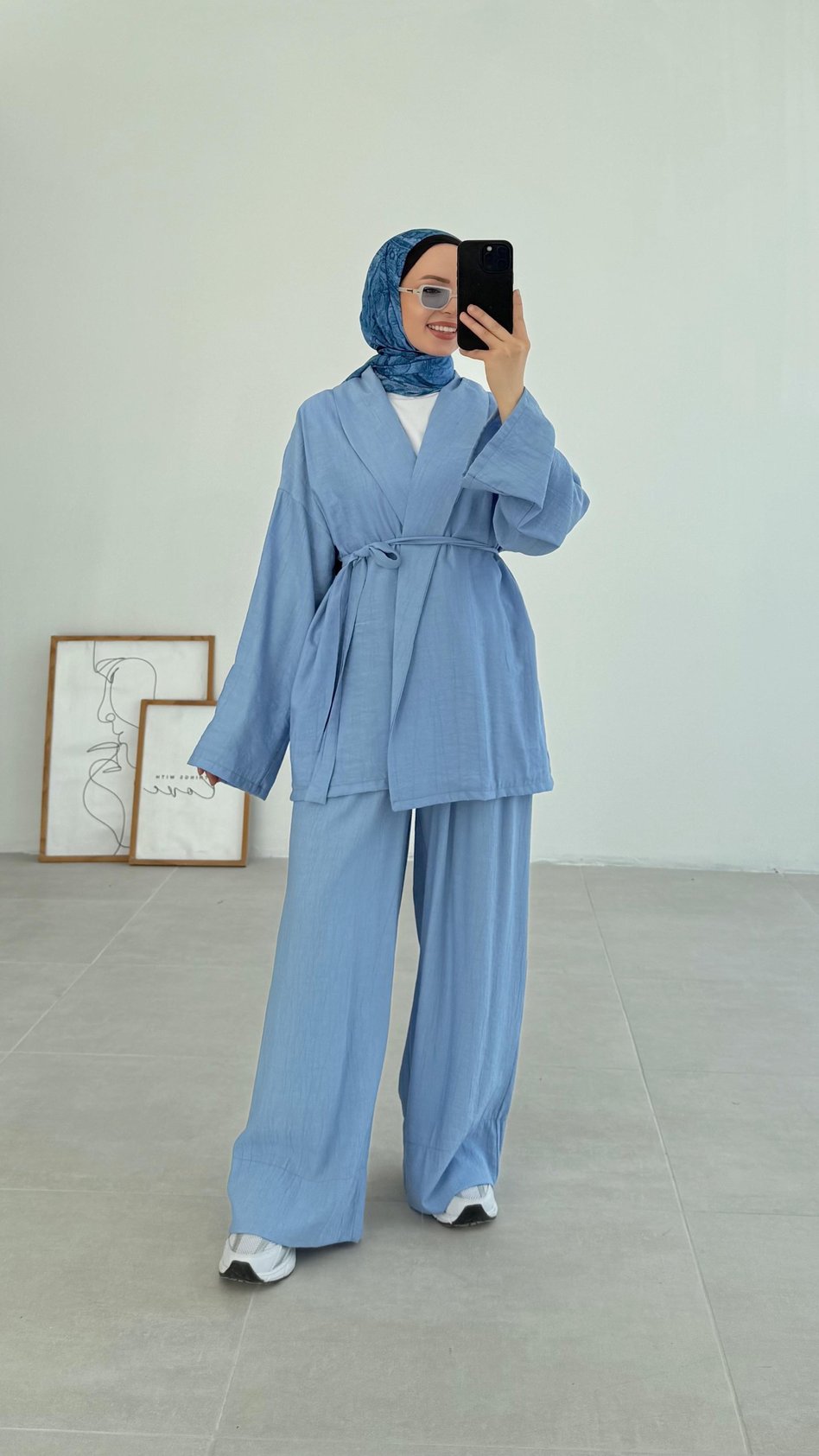 Sahra Rahat Kimono Mavi Takım - Resim 2