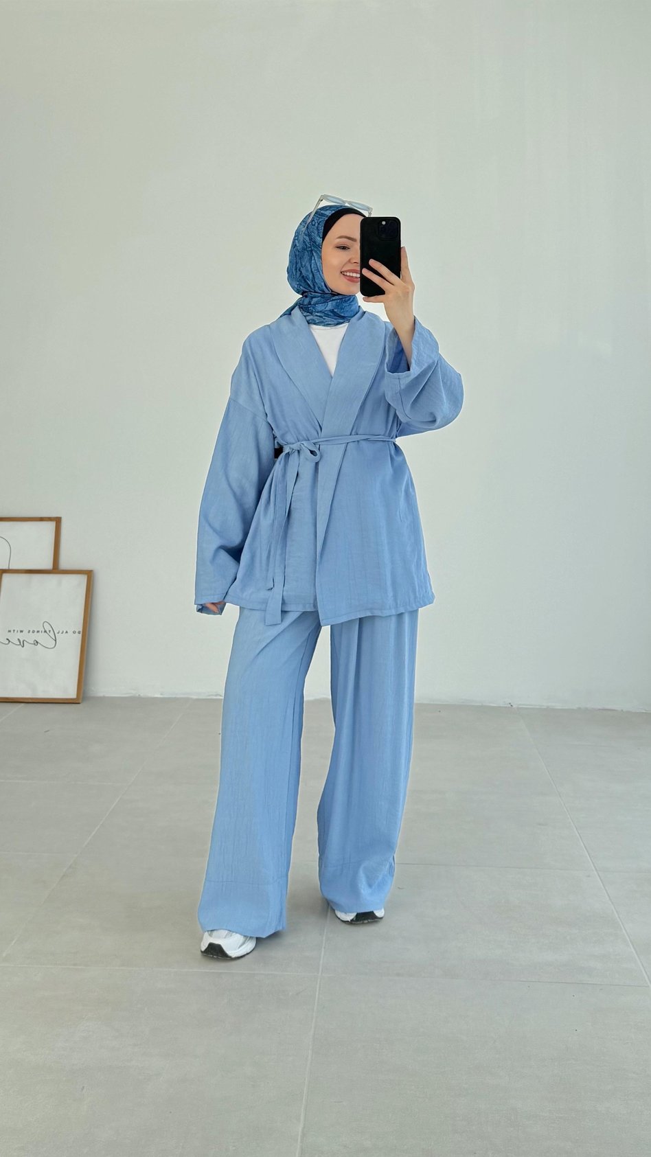 Sahra Rahat Kimono Mavi Takım - Resim 3