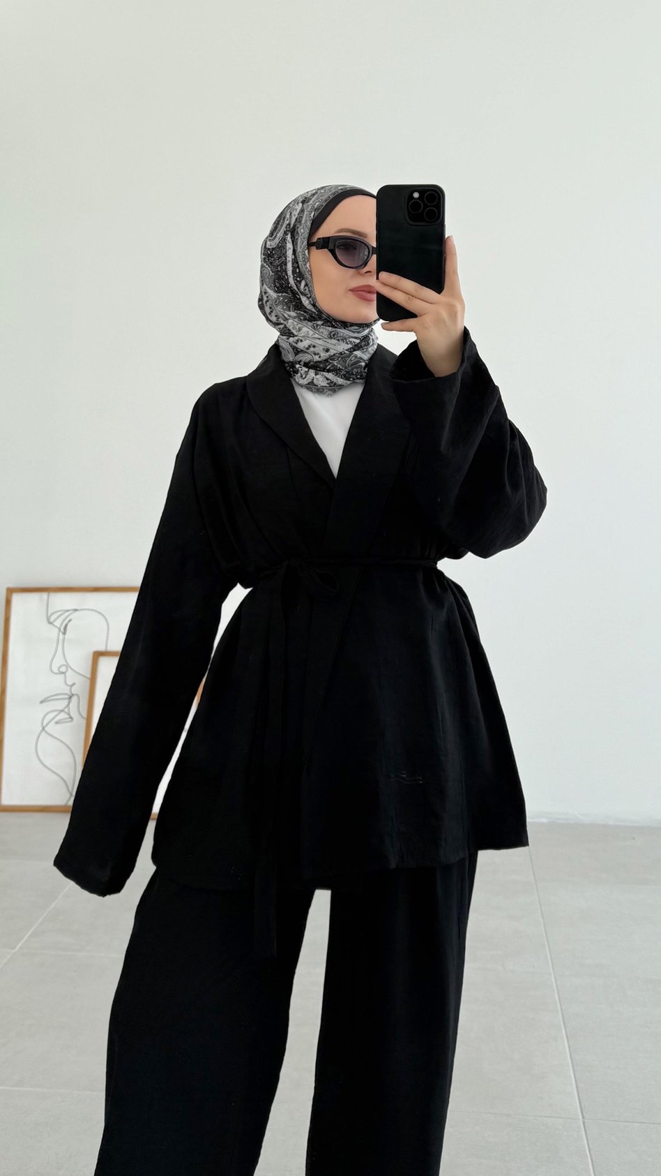 Sahra Rahat Kimono Siyah Takım