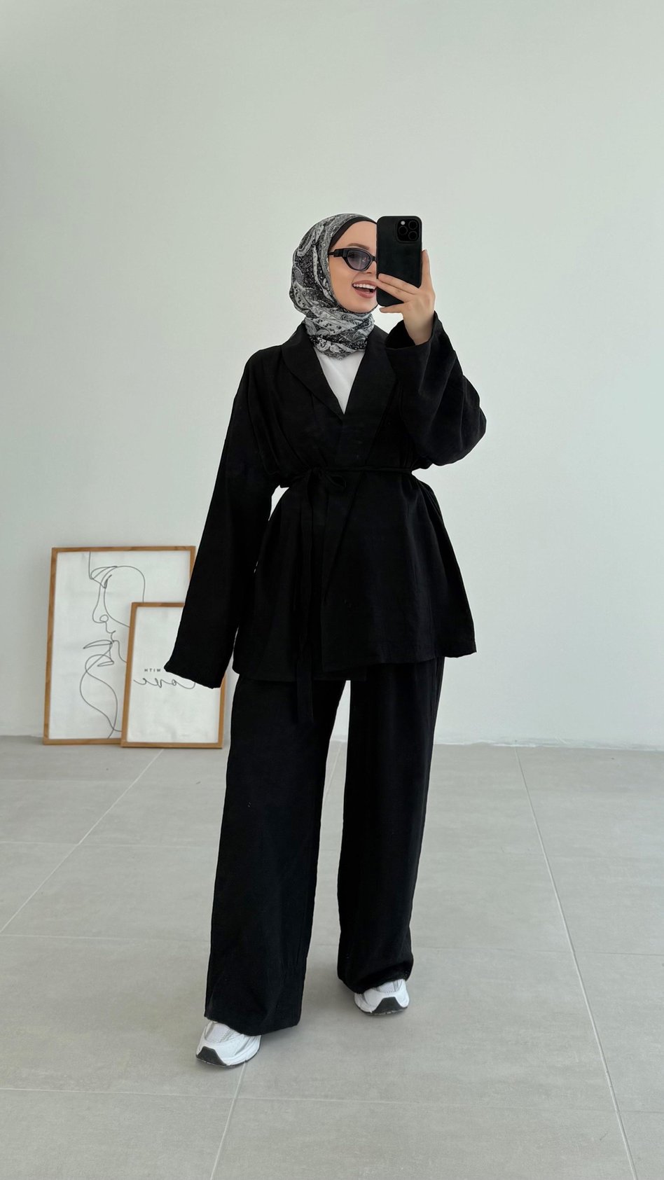 Sahra Rahat Kimono Siyah Takım - Resim 2