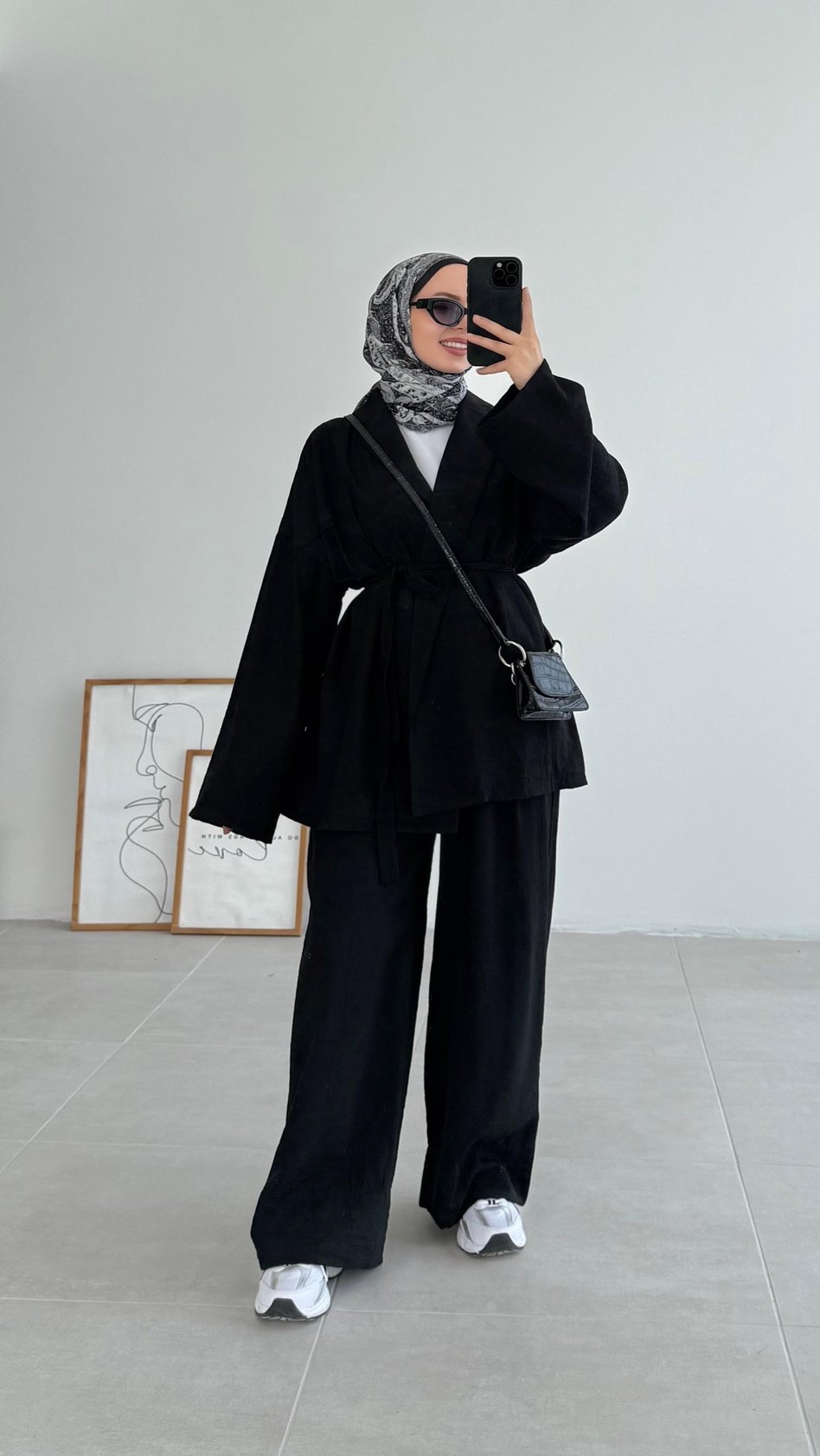 Sahra Rahat Kimono Siyah Takım - Resim 3