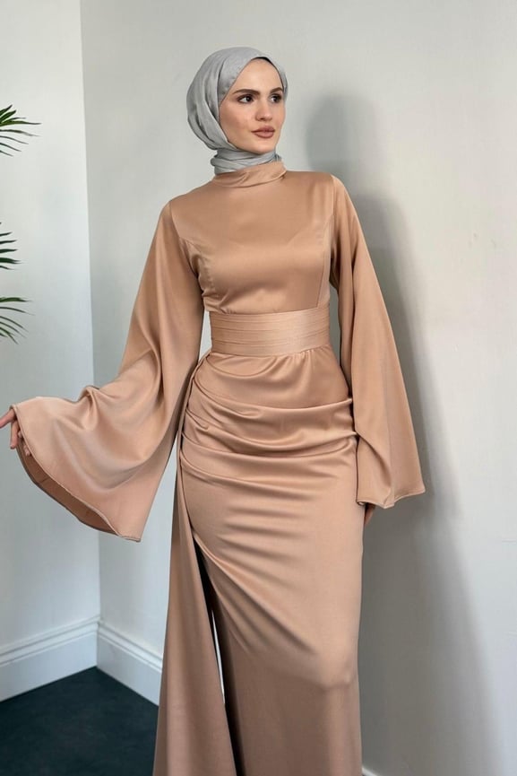 Arabella Pelerinli Saten Balık Abiye Yavru Ağzı - Resim 3